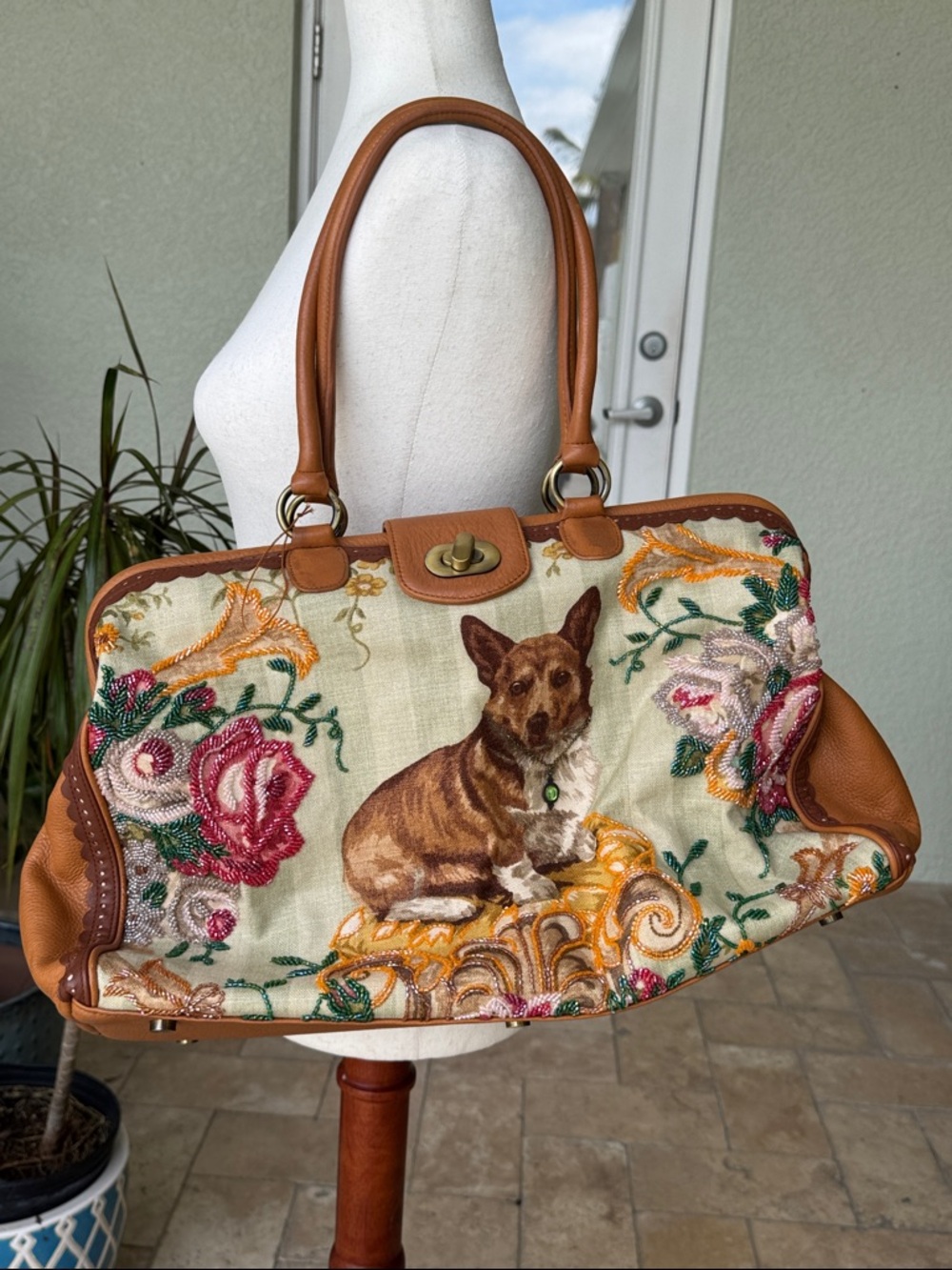Isabella Fiore welsh corgi & terrier dog tote